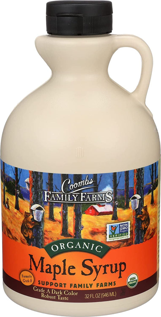 Coombs Family Farms Maple Syrup, Organic, Grade A, Dark Color, Robust Taste, 32 Fl Oz