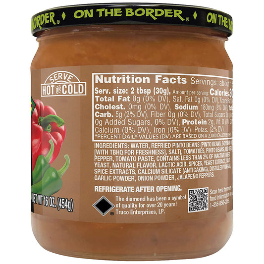 ON THE BORDER Southwest Bean Dip 16 oz. Jar (Pack of 8)