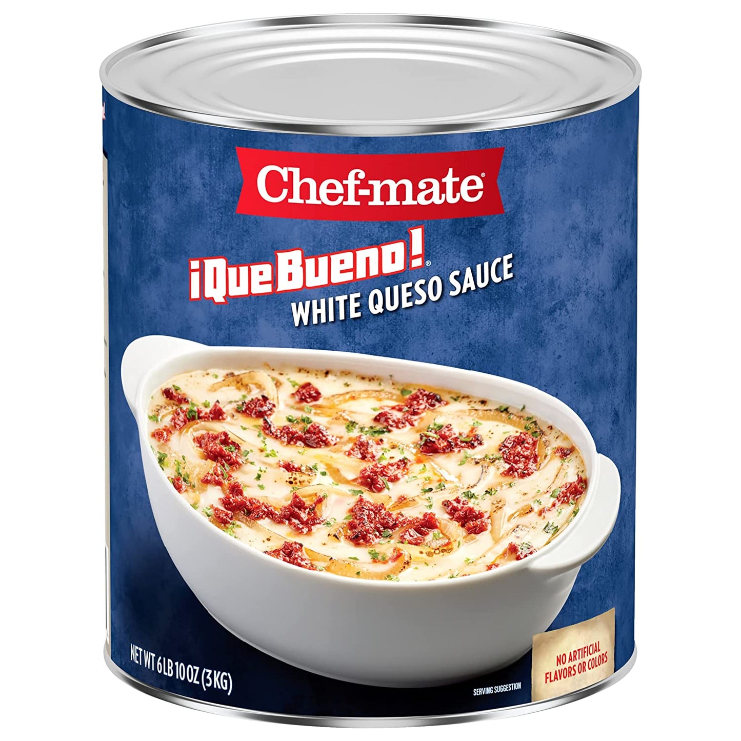Chef-mate Que Bueno White Queso and Nacho Cheese Sauce, Canned Food, 6 lb. 10 oz. Bulk Can