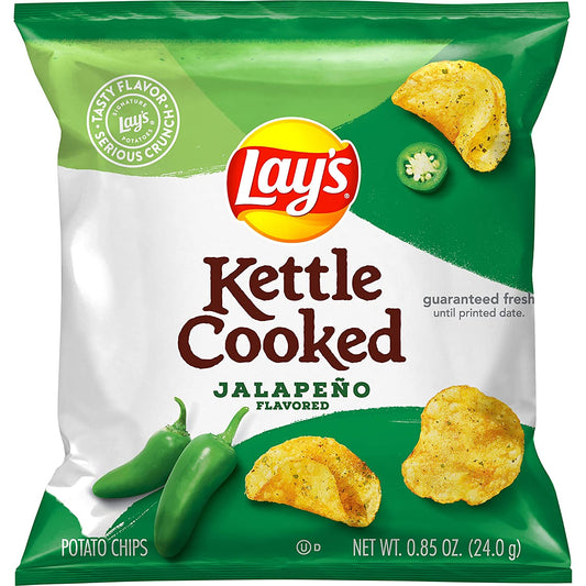 Lay's Kettle Cooked Jalapeno Flavored Potato Chips, 0.85 Ounce (Pack of 40)