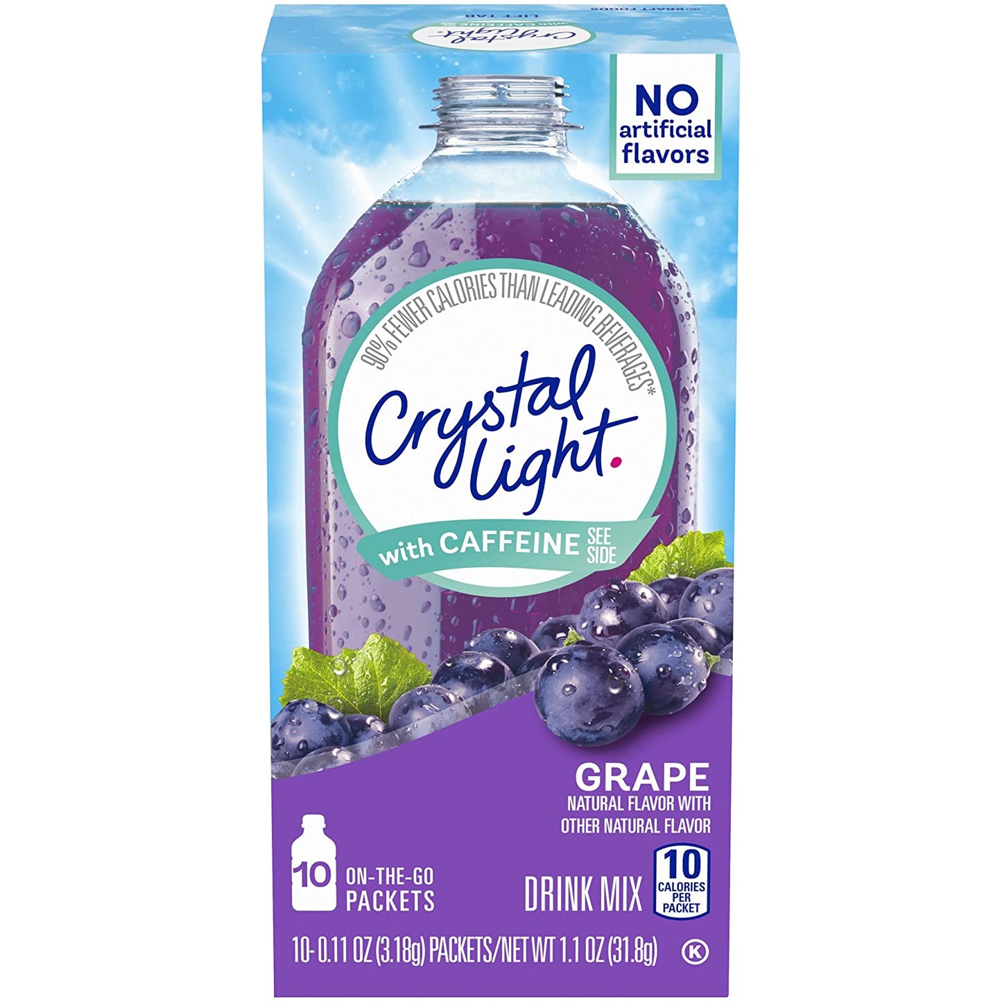 Crystal Light Sugar-Free Grape Energy Drink Mix with Caffeine (120 On-the-Go Packets, 12 Packs of 10) & Sugar-Free Wild Strawberry with Caffeine (120 On-the-Go Packets, 12 Packs of 10)