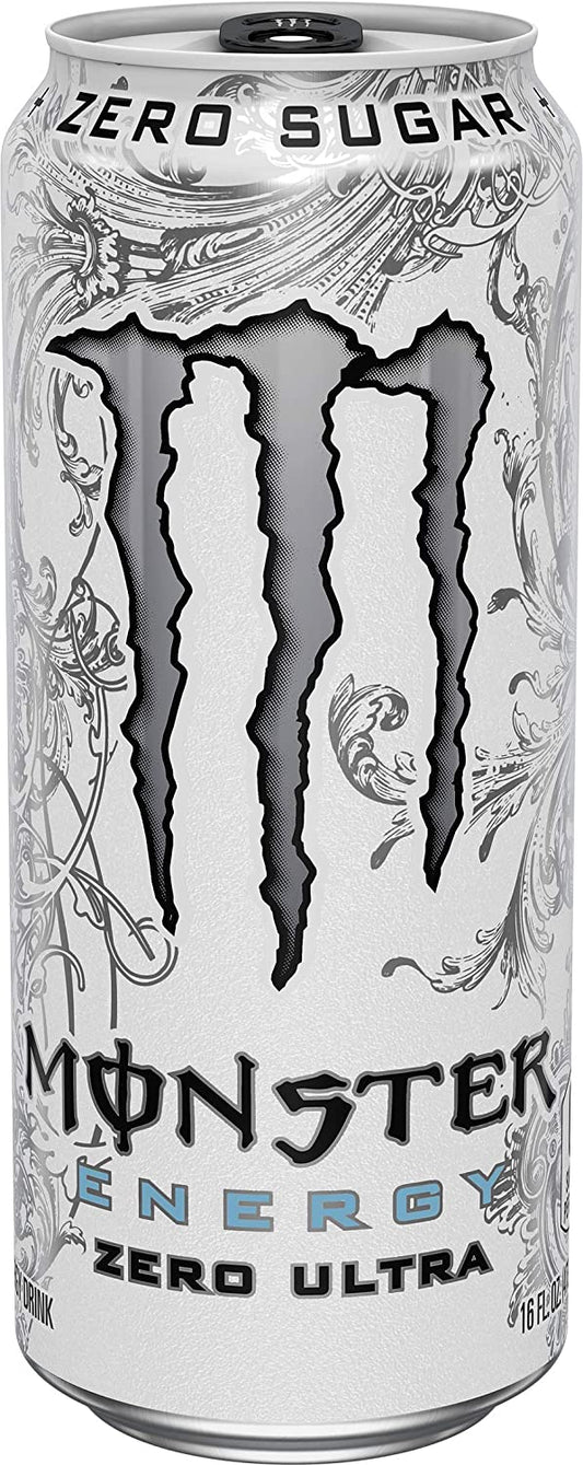 Monster Energy Zero Ultra, Sugar Free Energy Drink, 16 Ounce (Pack of 24)