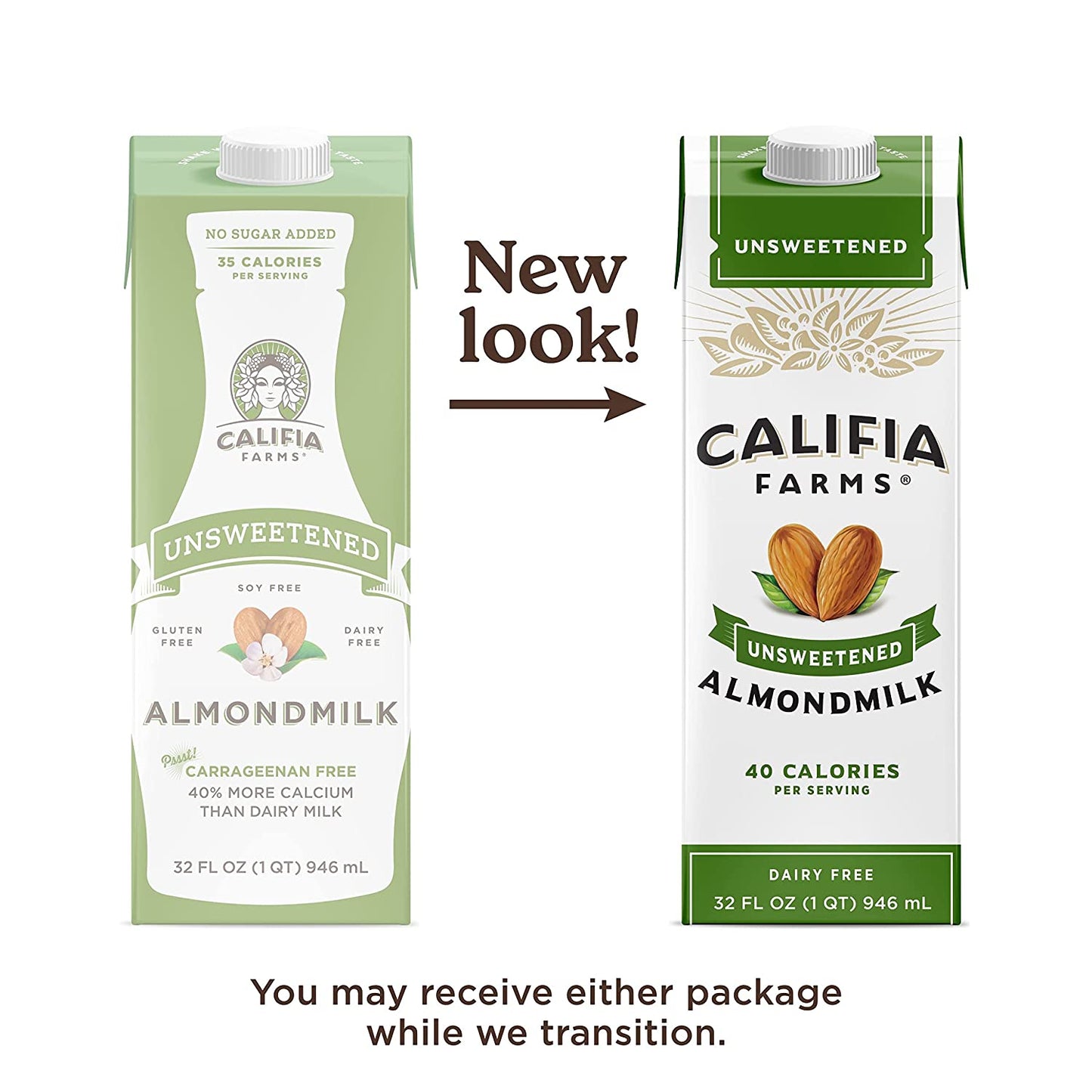 Califia Farms - Almond Milk, Unsweetened, 32 Oz (Pack of 6) | Dairy Free | Whole30 | Keto | Vegan | Plant Based | Nut Milk | Non-GMO | Shelf-Stable | Low Calorie & Sugar