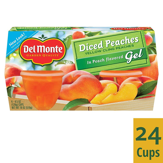 Del Monte Diced Peaches in Peach Flavored Gel Fruit Cups, 4.5 Ounce Cups (Pack of 24)