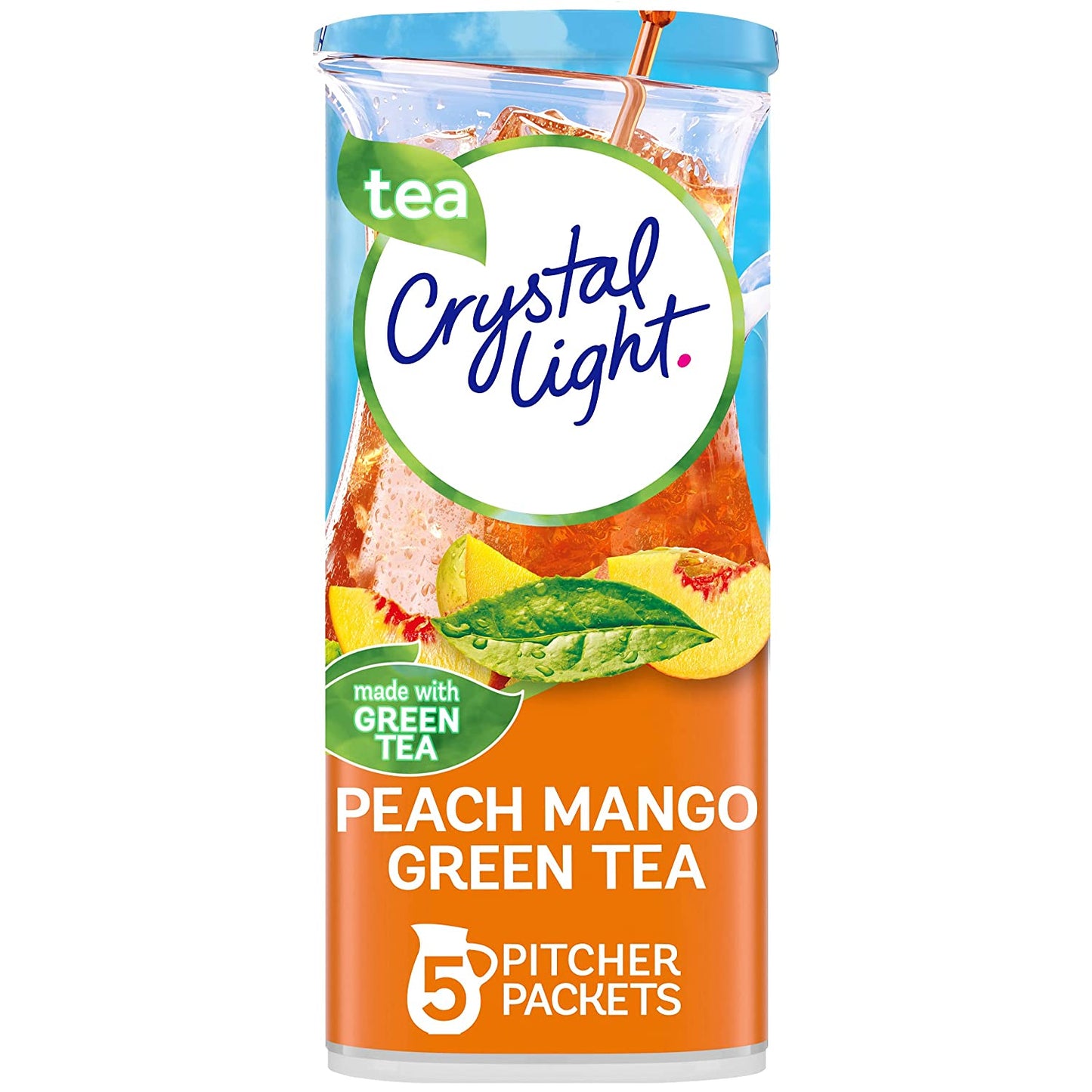 Crystal Light Peach Mango Green Tea Drink Mix (60 Pitcher Packets, 12 Packs of 5)