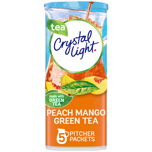 Crystal Light Peach Mango Green Tea Drink Mix (60 Pitcher Packets, 12 Packs of 5)