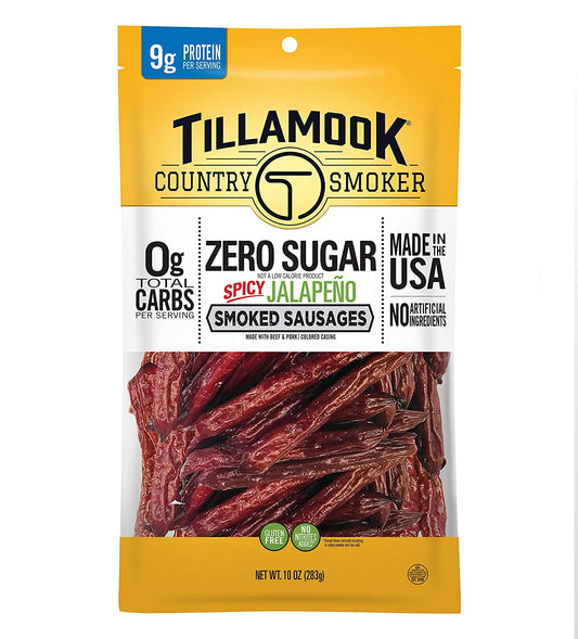 Tillamook Country Smoker Keto Friendly Zero Sugar Smoked Sausages, Spicy Jalapeño, 10 Ounce