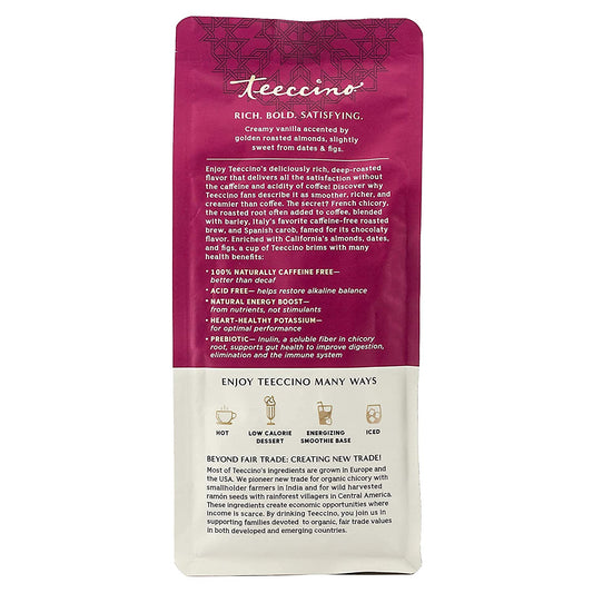 Teeccino Chicory Coffee Alternative - Vanilla Nut - Ground Herbal Coffee That’s Prebiotic, Caffeine Free & Acid Free, Medium Roast, 11 Ounce