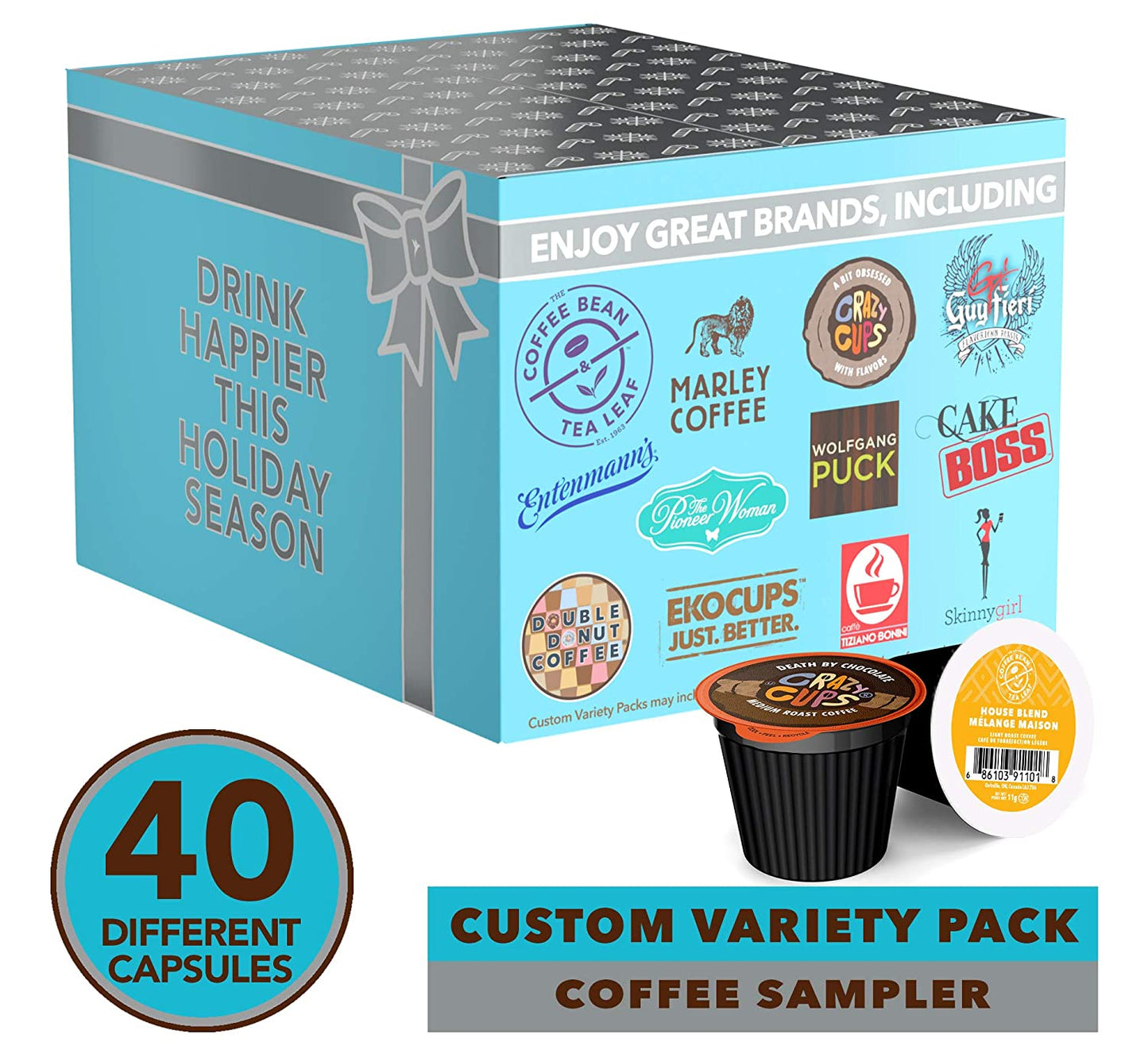 Coffee Pods Variety Pack Sampler, Assorted Single Serve Coffee for Keurig K Cups Coffee Makers, 40 Unique Cups - Great Coffee Gift