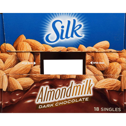 Silk Shelf-Stable Almondmilk Singles, Dark Chocolate, Dairy-Free, Vegan, Non-GMO Project Verified, 8 oz. (Pack of 18)