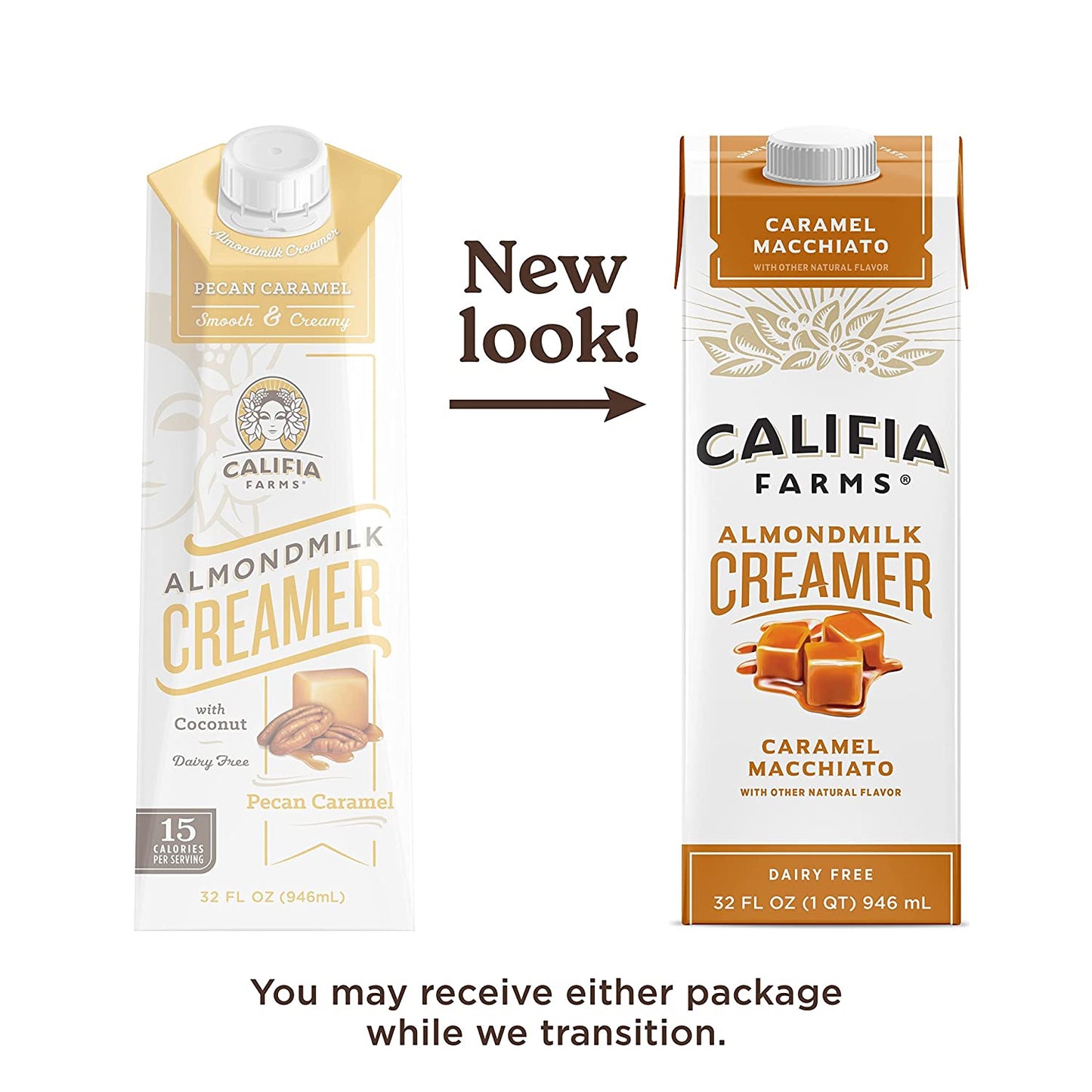 Califia Farms - Pecan Caramel Almond Milk Coffee Creamer with Coconut Cream, 32 Oz (Pack of 6) | Dairy Free | Soy Free | Plant Based | Vegan | Non-GMO | Shelf Stable | Gluten Free