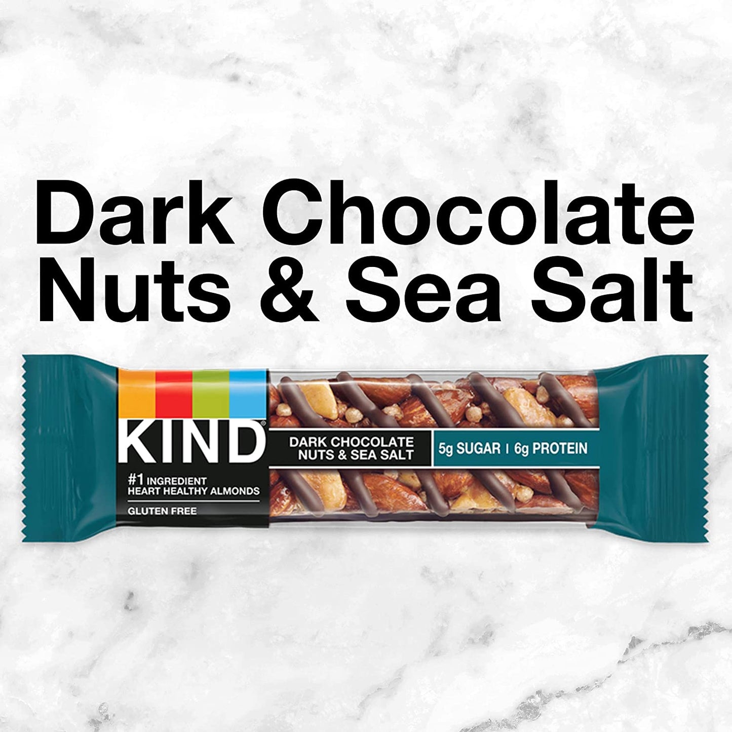 KIND Nut Bars, 1.4 Ounce (Pack of 12), Dark Chocolate Nuts and Sea Salt, Gluten Free, 5g Sugar, 6g Protein