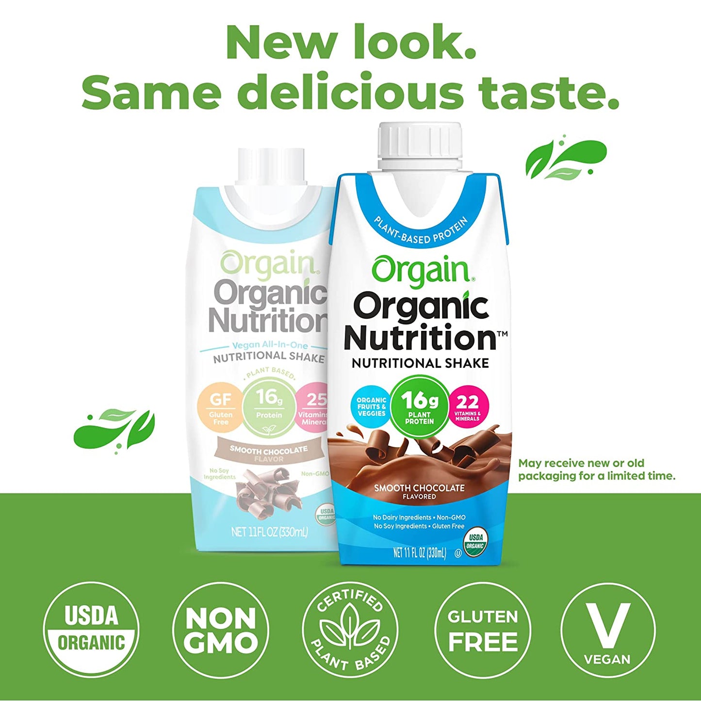 Orgain Organic Vegan Plant Based Nutritional Shake, Smooth Chocolate - Meal Replacement, 16g Protein, 22 Vitamins & Minerals, Dairy Free, Gluten Free, 11 Ounce, 12 Count (Packaging May Vary)