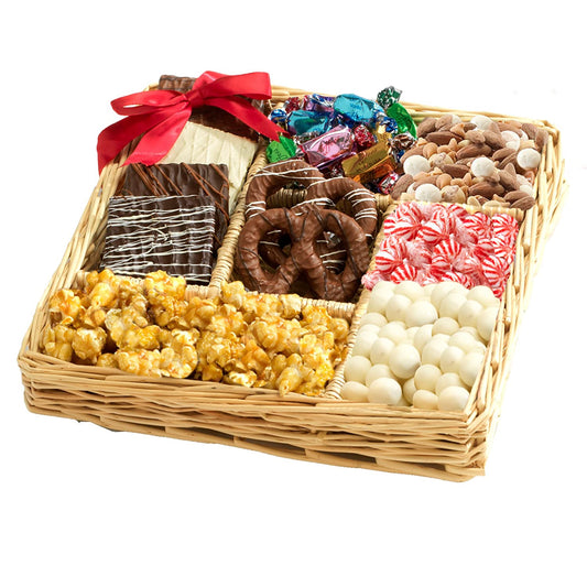 Broadway Basketeers Chocolates, Sweets & Nut Gift Basket Tray. Valentines Day Chocolate Gifts for Him Her, Prime Corporate, Men, Women, Birthday, Get Well, Families, Neighbors Food Gifts Delivery