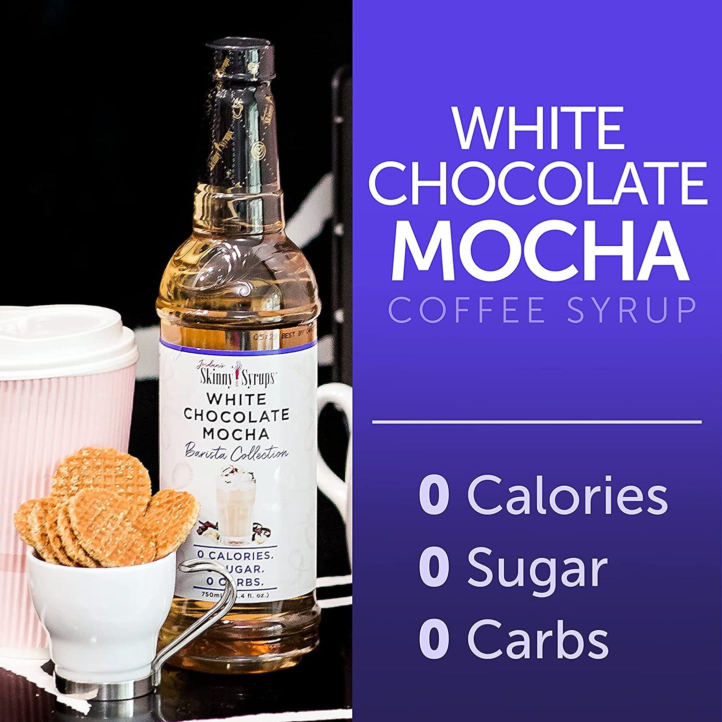 Jordan's Skinny Mixes Syrups White Chocolate Mocha, Barista Collection Sugar Free Coffee Flavoring Syrup, 25.4 Ounce Bottle
