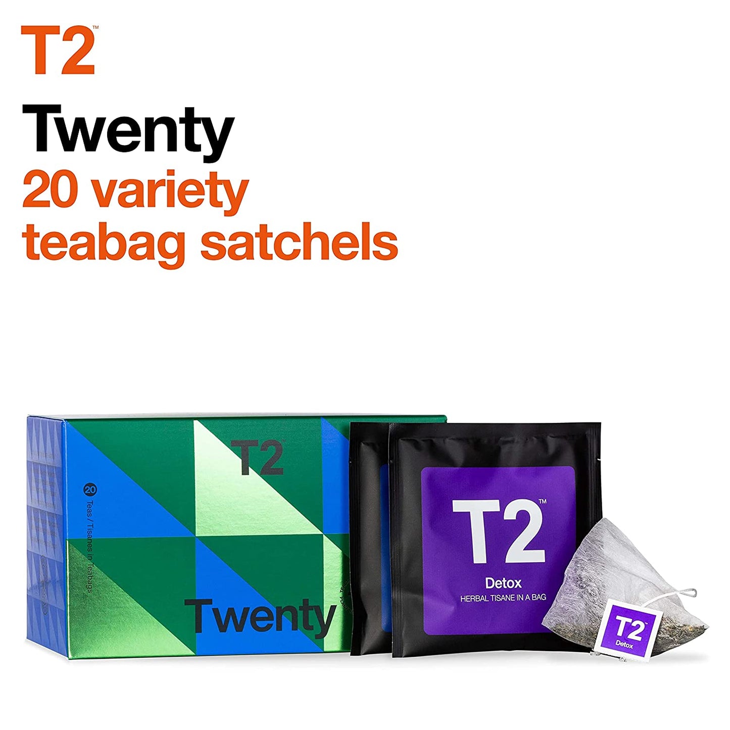 T2 Tea Twenty Teabag Gift Pack Of 20 Bag Sachets Oz, Assorted, 1.5 Ounce