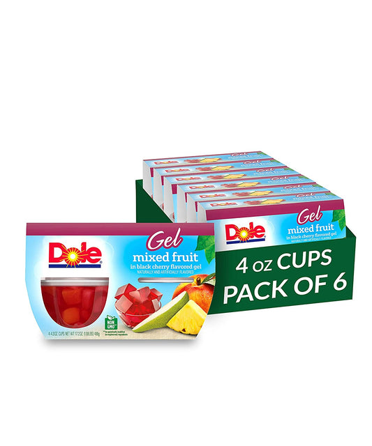 Dole Fruit Bowls Mixed Fruit in Black Cherry Gel, Gluten Free Healthy Snack, 4 - 4.3 Oz (Pack of 6), Total 24 Cups