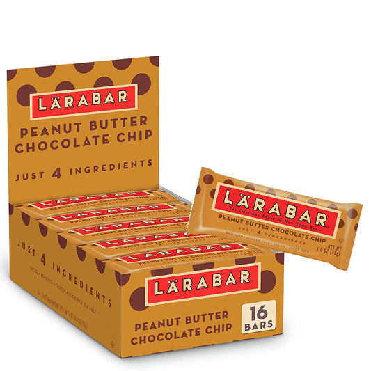 Larabar Peanut Butter Chocolate Chip, Gluten Free Vegan Fruit & Nut Bar, 1.6 oz Bars, 16 Ct
