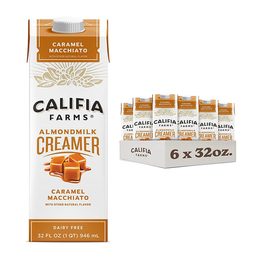 Califia Farms - Pecan Caramel Almond Milk Coffee Creamer with Coconut Cream, 32 Oz (Pack of 6) | Dairy Free | Soy Free | Plant Based | Vegan | Non-GMO | Shelf Stable | Gluten Free