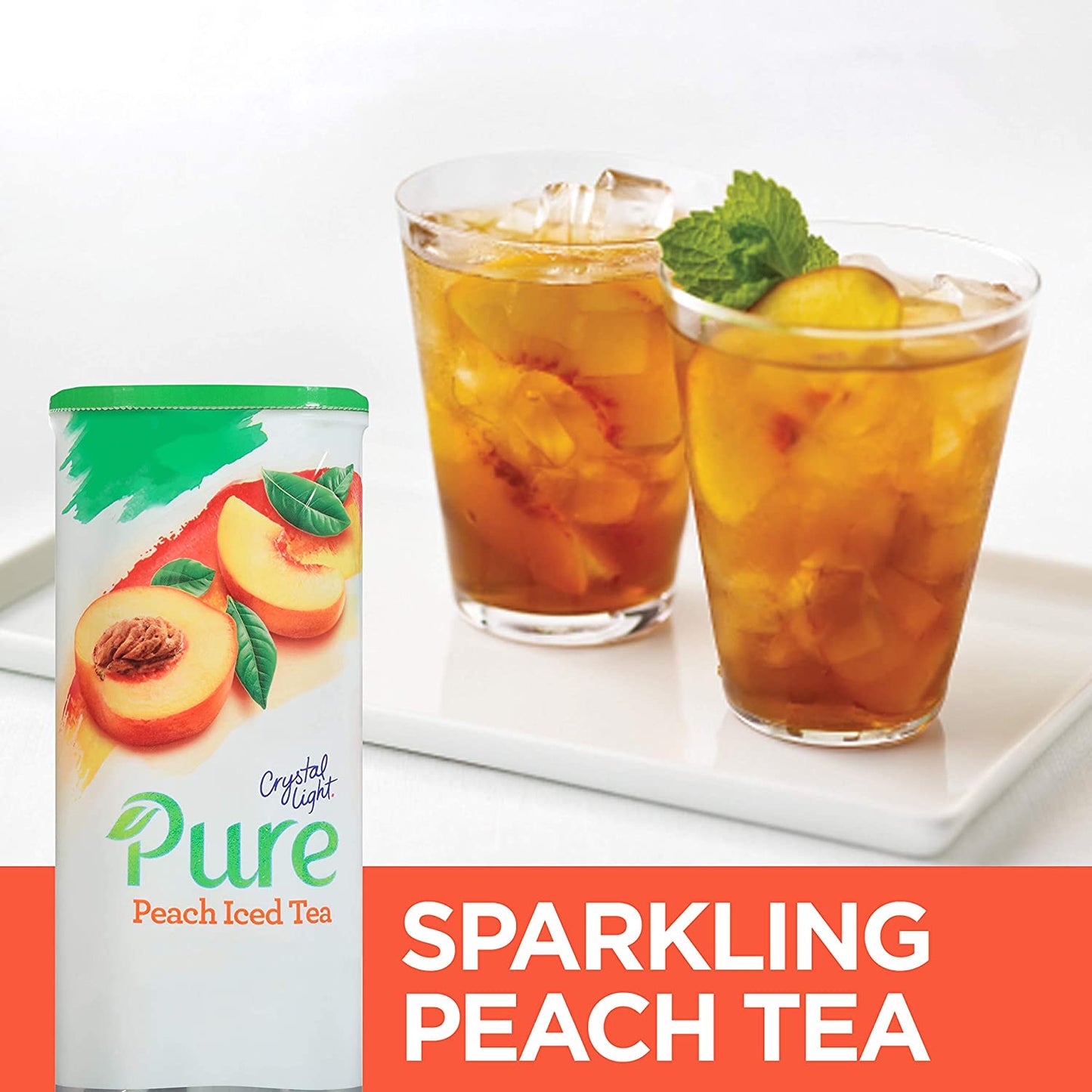 Crystal Light Pure Peach Iced Tea Naturally Flavored Powdered Drink Mix 5 Count Pitcher Packets