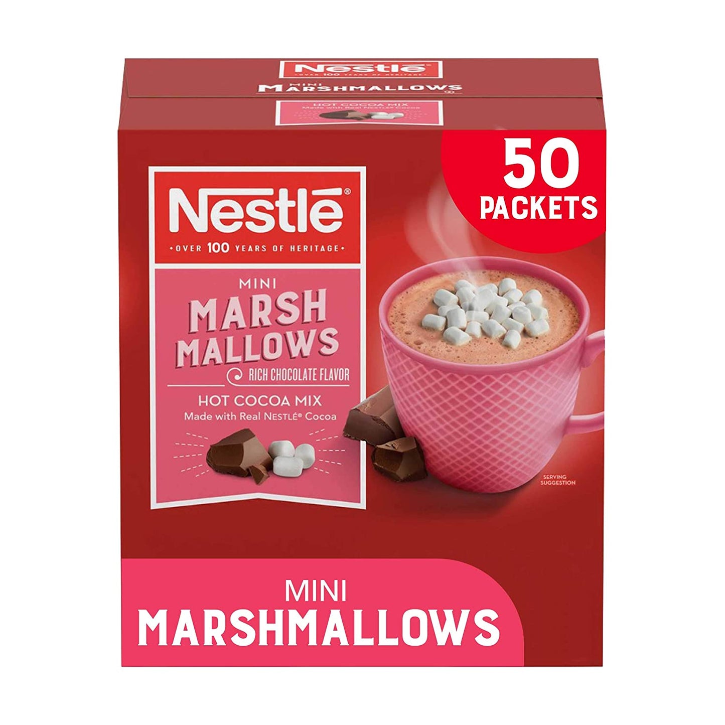 Nestle Hot Cocoa Mix, Rich Chocolate with Mini Marshmallows, 0.71-Ounce Packages, 50 Count