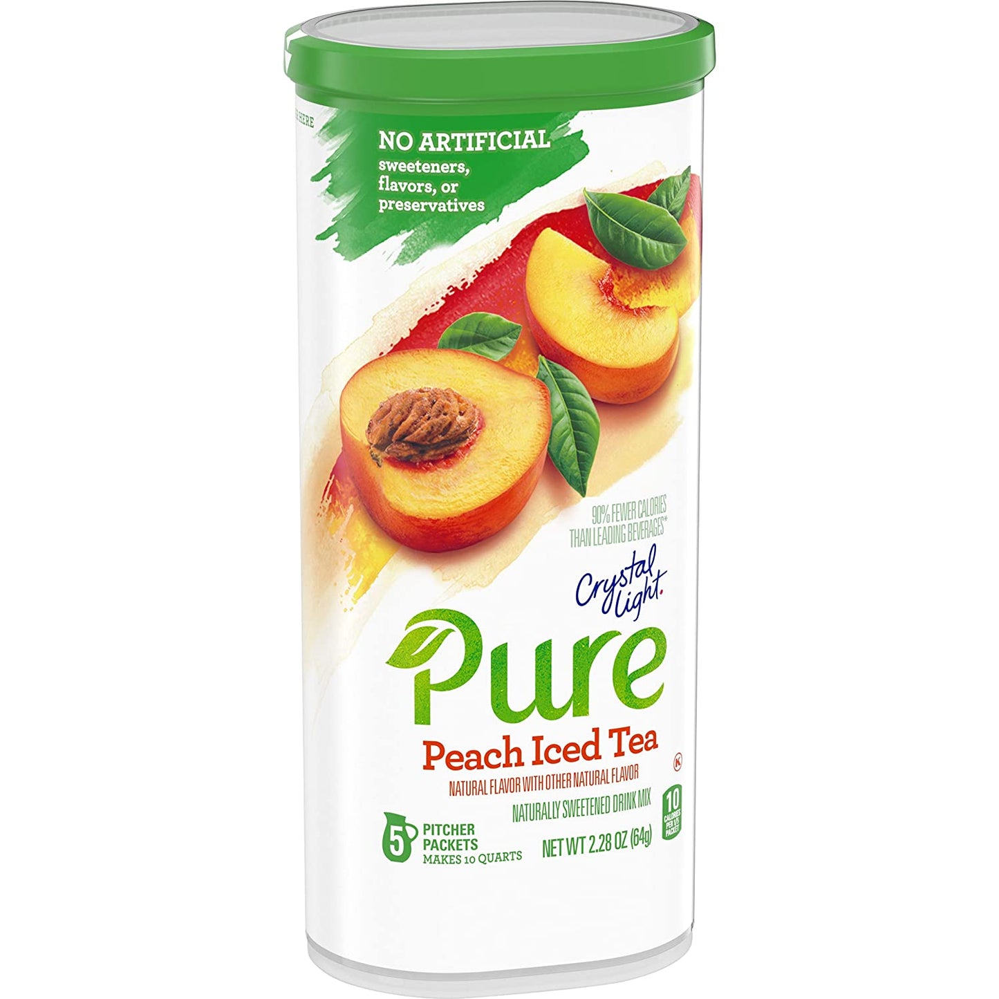 Crystal Light Pure Peach Iced Tea Naturally Flavored Powdered Drink Mix 5 Count Pitcher Packets