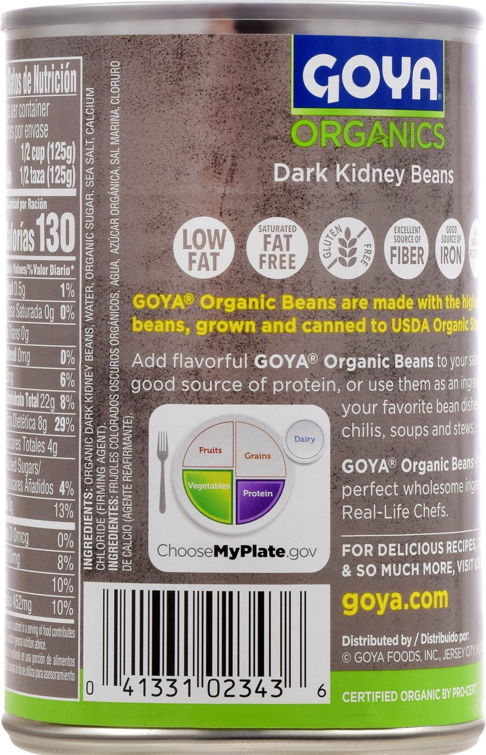 Goya Foods Organic Dark Red Kidney Beans, 15.5 Ounce (Pack of 24)