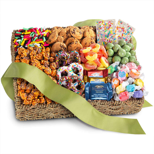 Golden State Fruit Birthday Party Chocolate, Candies and Crunch Gift Basket, 1 Count