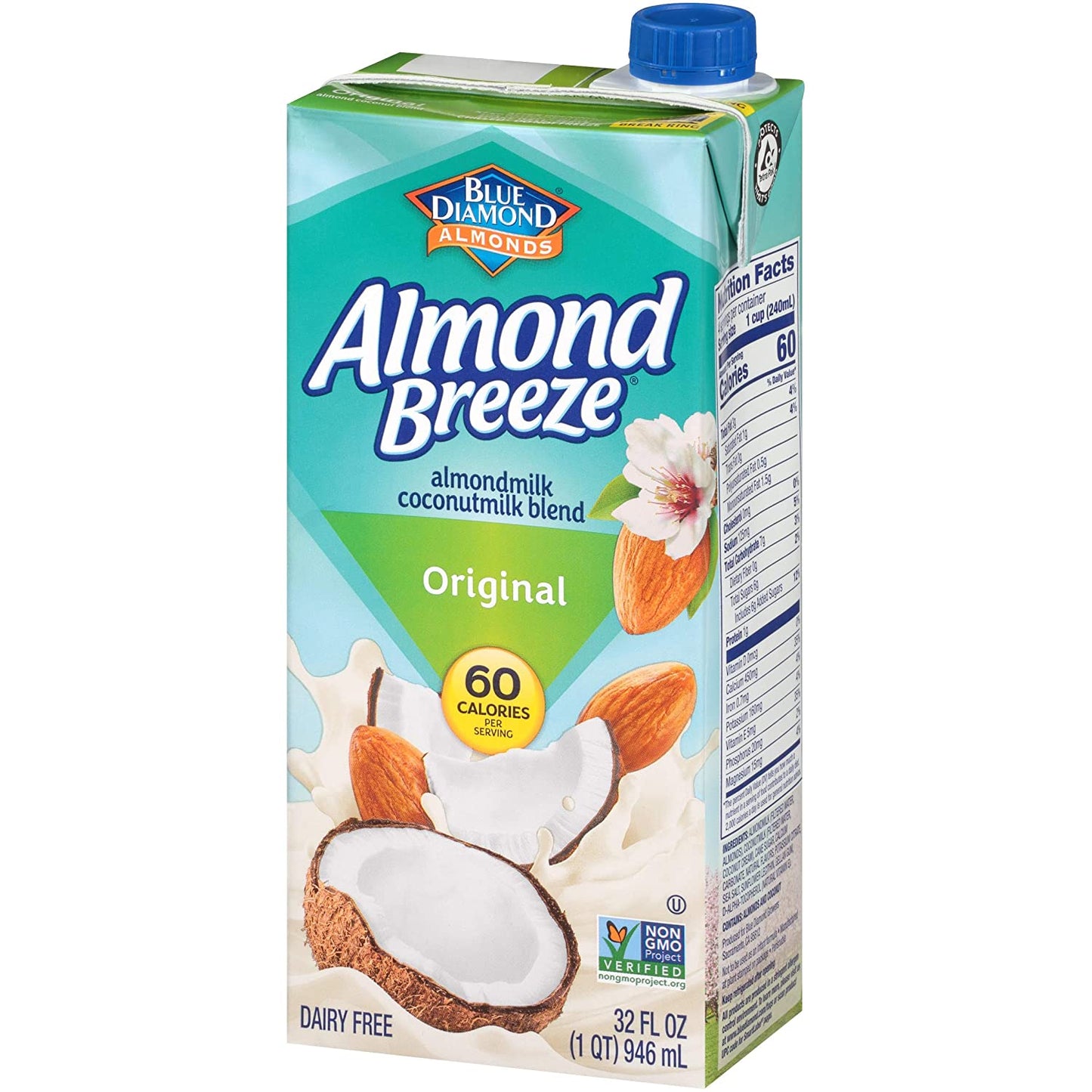 Almond Breeze Dairy Free Almondmilk Blend, Almond Coconut, Original, 32 Ounce (Pack of 12)