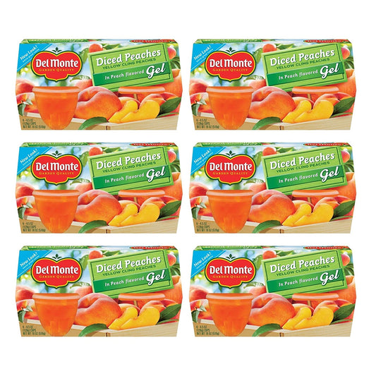 Del Monte Diced Peaches in Peach Flavored Gel Fruit Cups, 4.5 Ounce Cups (Pack of 24)