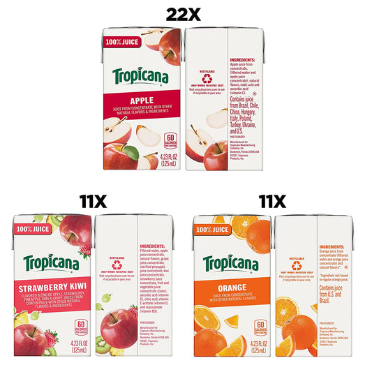  Tropicana 100% Juice Box, Orange Juice, 4.23oz (Pack of 44) :  Grocery & Gourmet Food