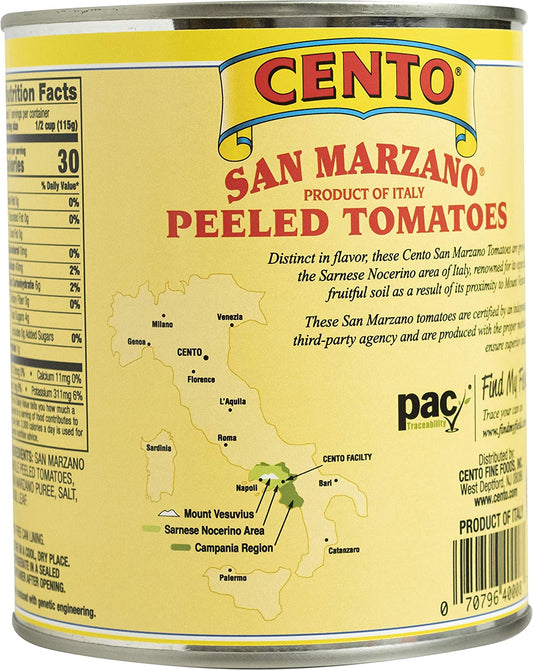 Cento Certified San Marzano Whole Peeled Plum Tomatoes, 28 Oz, Pack Of 6, 168 Oz