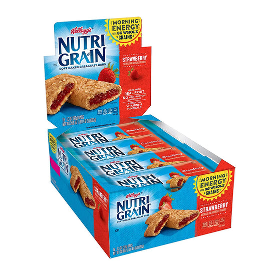 Kellogg's Nutri-Grain, Soft Baked Breakfast Bars, Strawberry, Made with Whole Grain, Bulk Size, 48 Count (Pack of 3, 20.8 oz)