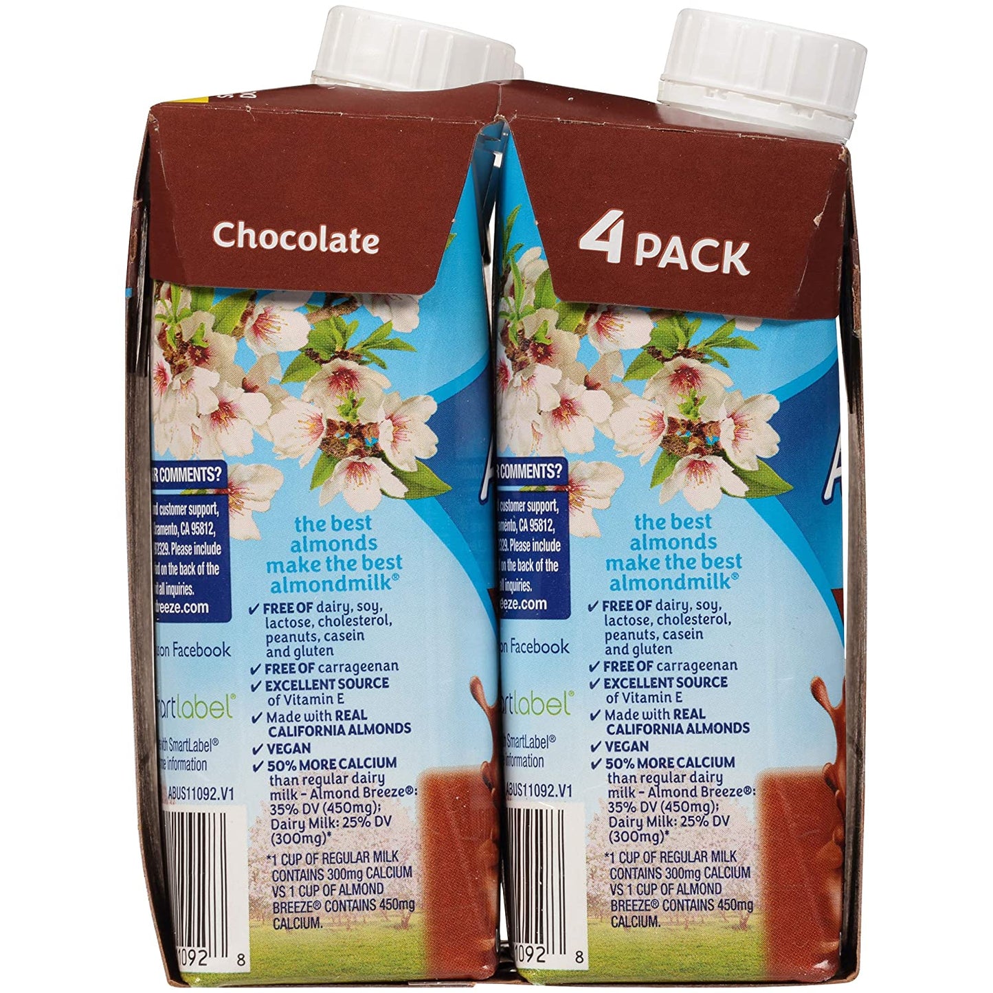 Almond Breeze Dairy Free Almondmilk, Chocolate Single Serve, 4 Count (Pack Of 6)