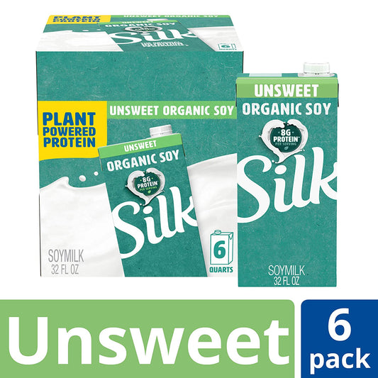 Silk Unsweetened Organic Soymilk, 32-Ounce Aseptic Cartons (Pack of 6)