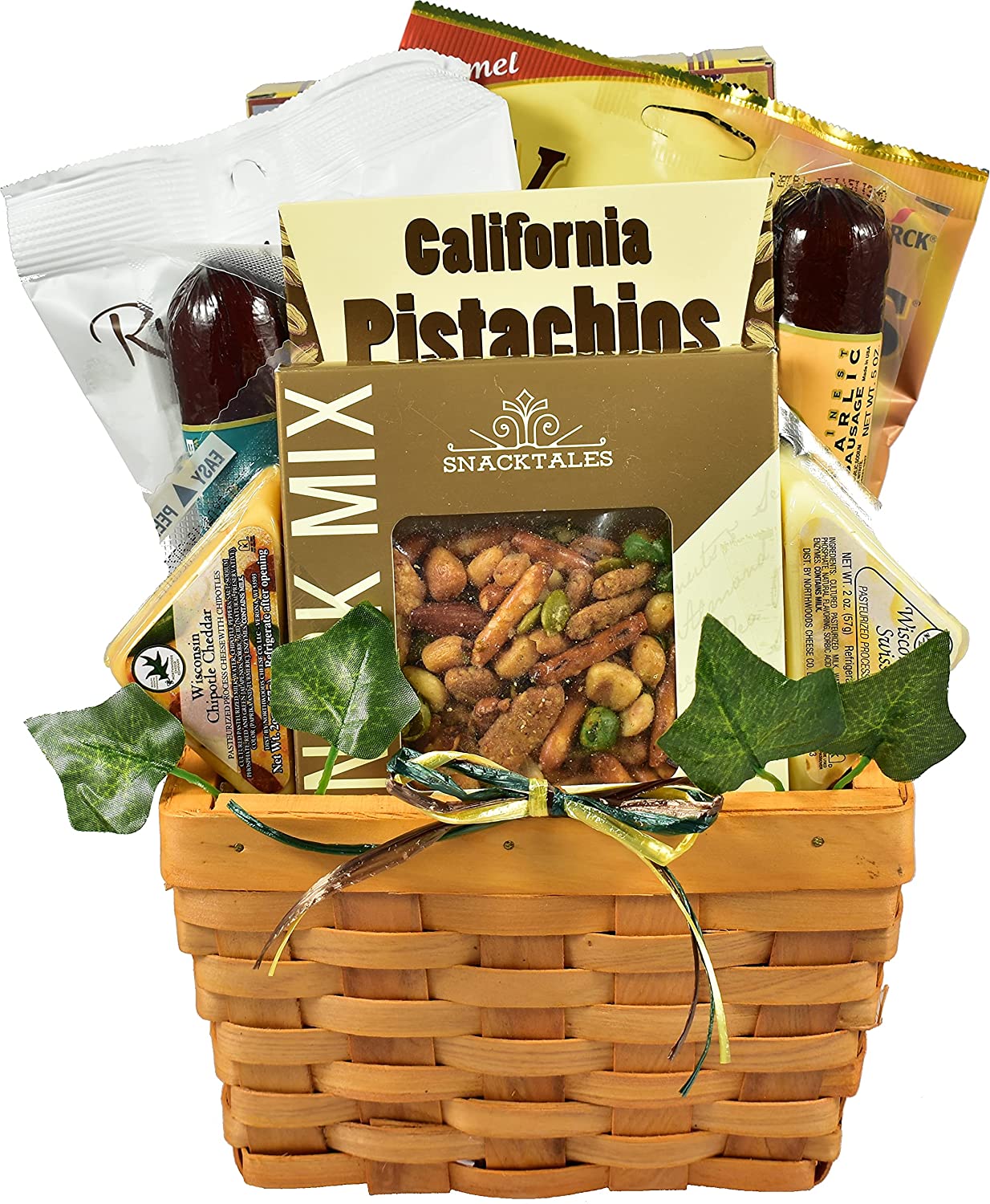 Gift Basket Village Healthy-Living, Sugar Free with Diabetic Friendly Sweet Savory Snacks Including Nuts Sausage Cheese More, Sweets and Savories, 6 Pound