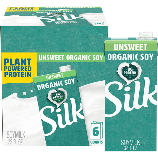 Silk Unsweetened Organic Soymilk, 32-Ounce Aseptic Cartons (Pack of 6)