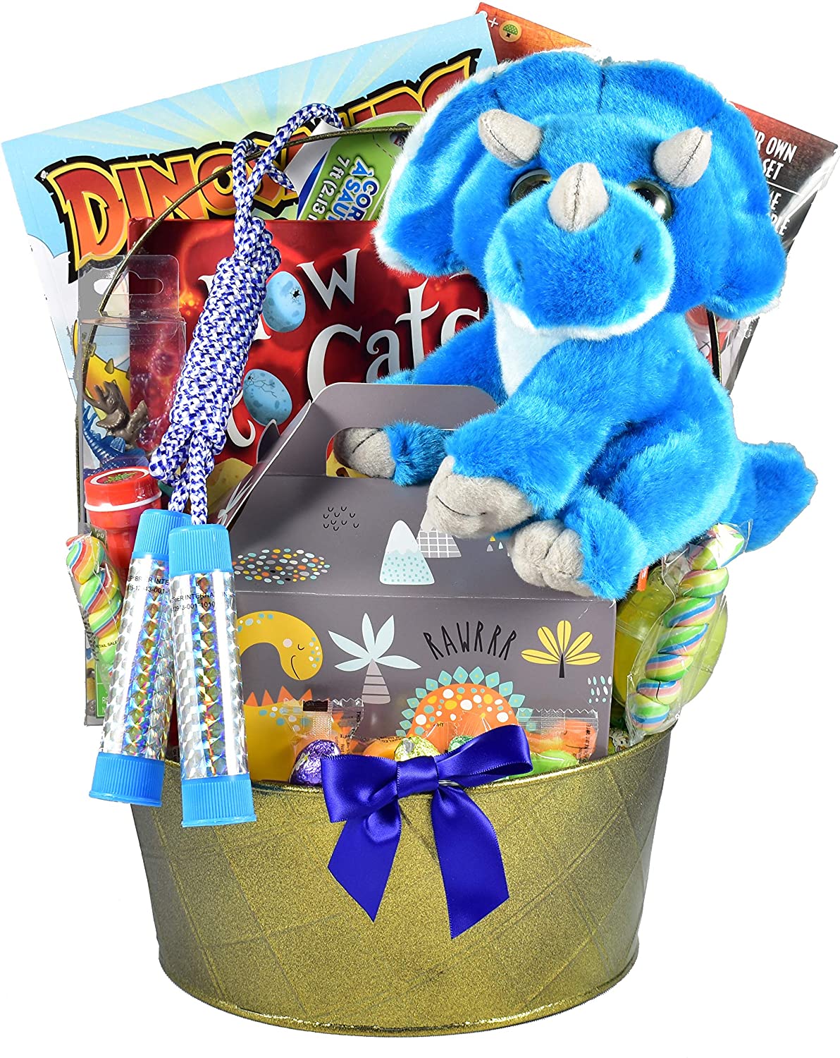 Gift Basket Village Fantastic Jurassic - Dinosaur Themed Easter Basket For Kids with Plush Dinosaur, Dino Eggs, Activity Book, Candy and More..., Milk Chocolate