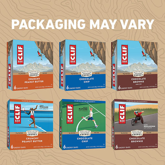 CLIF BARS - Energy Bars – Care Package - Chocolate Chip and Crunchy Peanut Butter - Plant Based - Made with Organic Oats