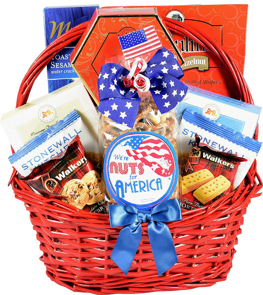 Gift Basket Village The All American Gift Basket - Patriotic Gift Basket with Gourmet Snacks to Celebrate and Honor Our Great Nation