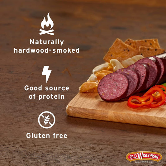 Old Wisconsin Premium Summer Sausage, 100% Natural High-Quality Meat, Charcuterie, Ready to Eat, High Protein, Low Carb, Keto, Gluten Free, Beef Flavor, 16 Ounce