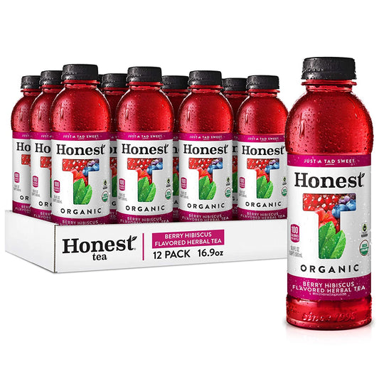 Honest tea Organic Fair Trade Berry Hibiscus Flavored Herbal Tea, 16.9 fl oz (12 Pack)