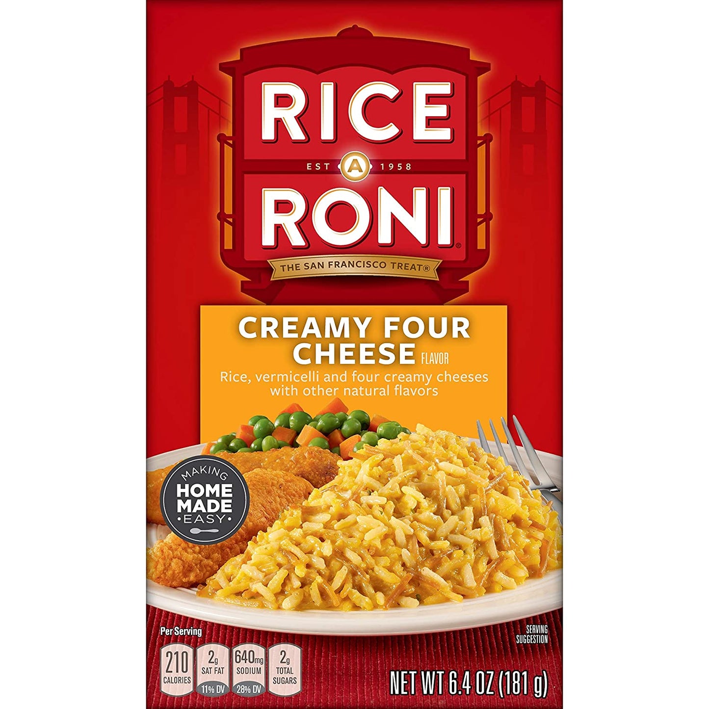 Quaker RICE-A-RONI CREAMY FOUR CHEESE-12 PACK, 6.4 Ounce (Pack of 12)