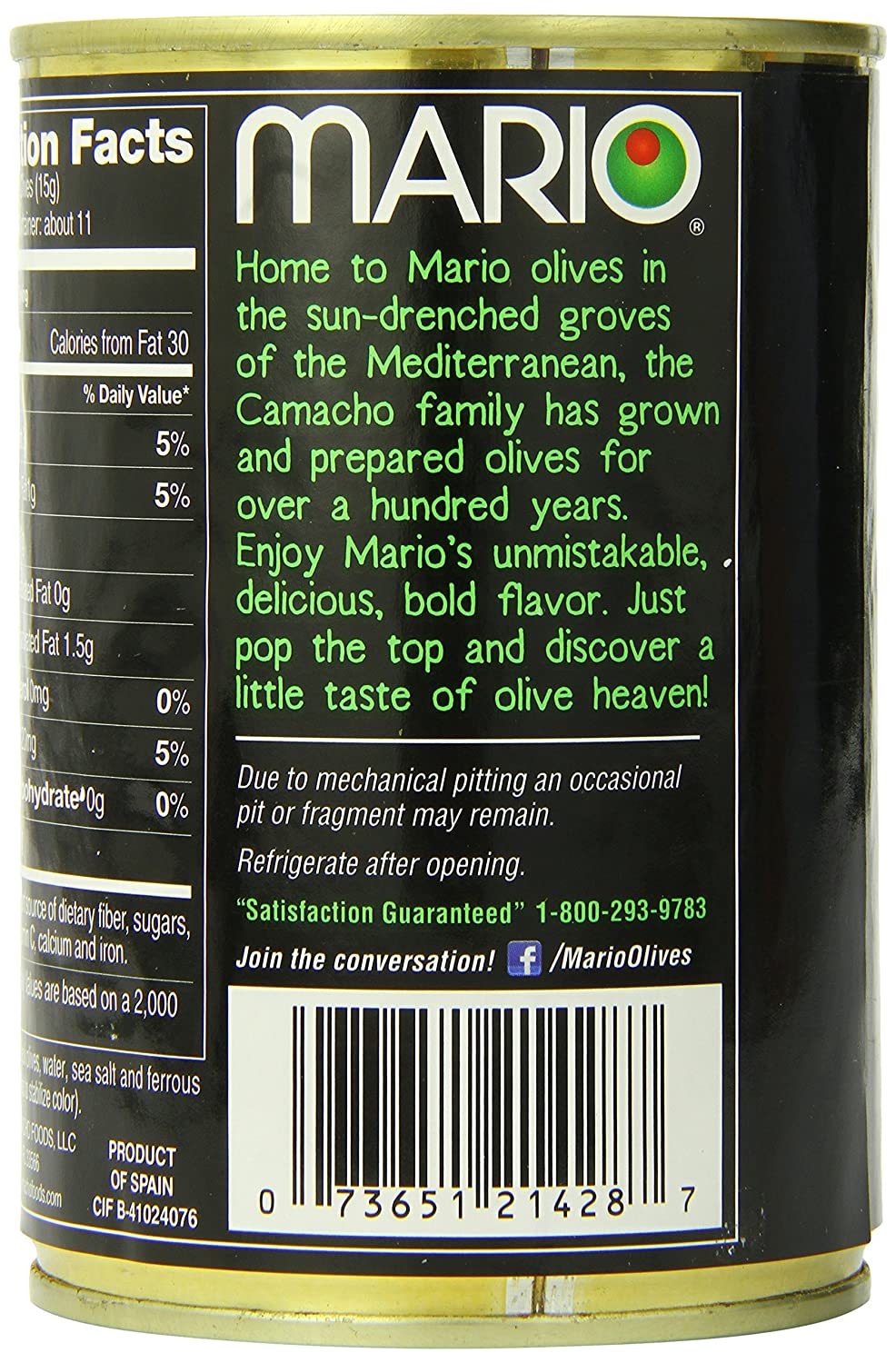 Mario Olive-Large Ripe, 6 Ounce (Pack of 12)