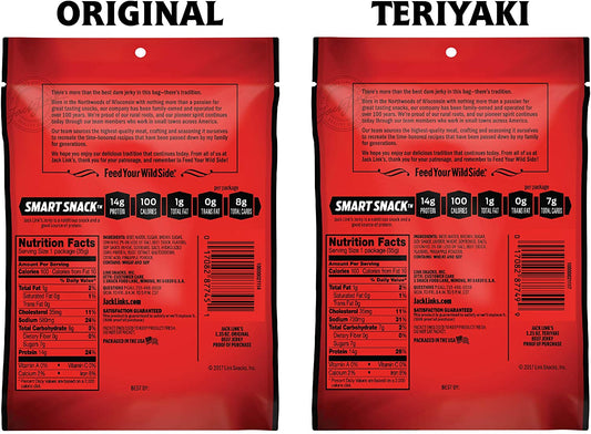 Jack Link’s Beef Jerky Variety Pack Includes Original and Teriyaki Beef Jerky, 13g of Protein Per Serving, 94 Percent Fat Free, No Added MSG, (9 Count of 1.25 Oz Bags) 11.25 Oz