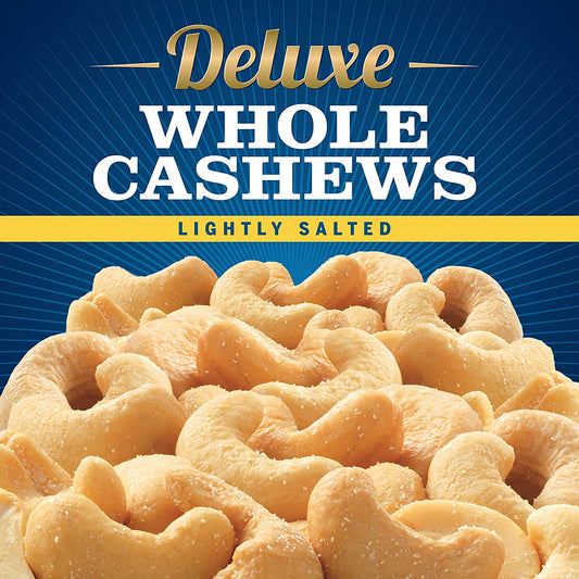 PLANTERS Deluxe Lightly Salted Whole Cashews, 1lb 2.25oz . Resealable Canister - Lightly Salted Cashews & Lightly Salted Nuts