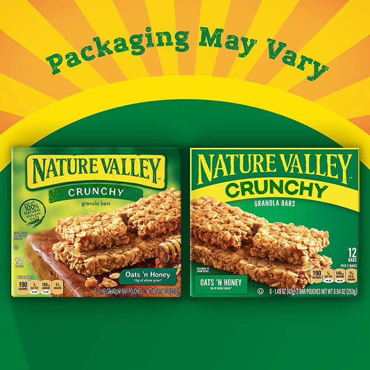 Nature Valley Crunchy Granola Bar, Oats 'N Honey, 8.94 oz, 12 ct (Pack of 12)