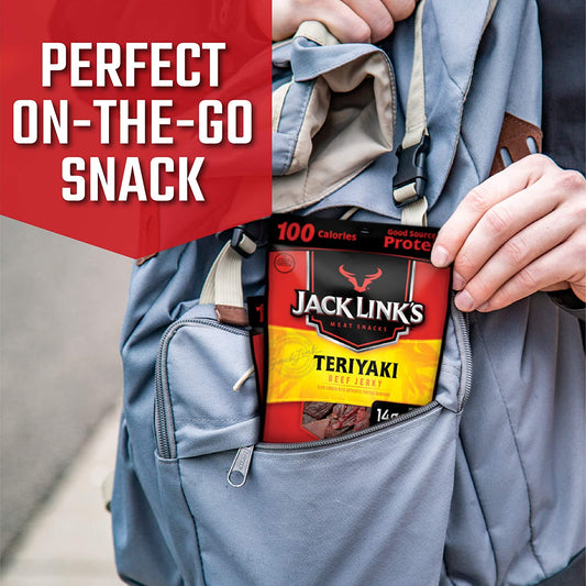 Jack Link’s Beef Jerky Variety Pack – Includes Original, Teriyaki, and Peppered Beef Jerky, Great for Lunch Boxes, Good Source of Protein – Pack of 15, 1.25 Oz Bags - 96% Fat Free, No Added MSG