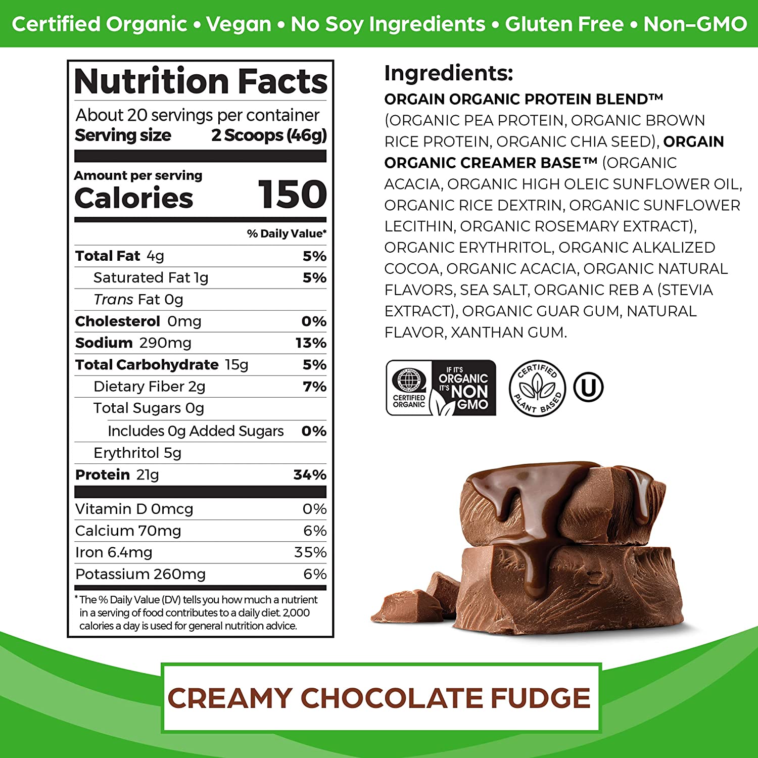 Orgain Clean Protein Grass Fed Milk Protein Shake Creamy Chocolate Fudge 12  ct