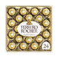 Ferrero Rocher Fine Hazelnut Milk Chocolate Candy, Perfect Valentine's Day Gift, 24 Count, Glamond Gift Box, 10.5 oz